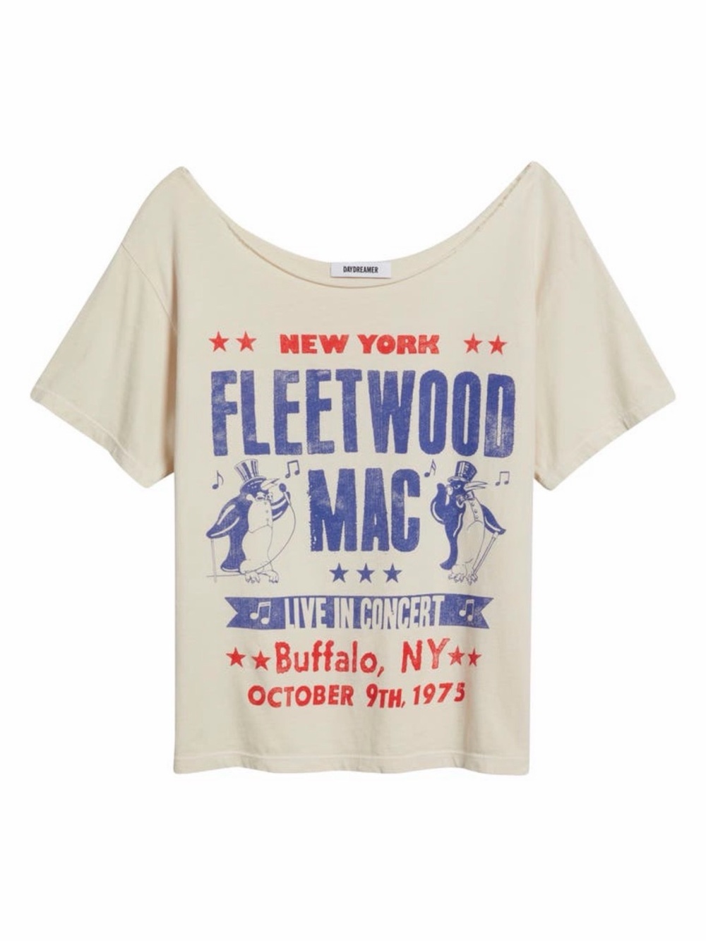 DAYDREAMER Fleetwood Mac Live in Concert Off Shoulder Tee Dirty White S